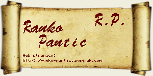 Ranko Pantić vizit kartica